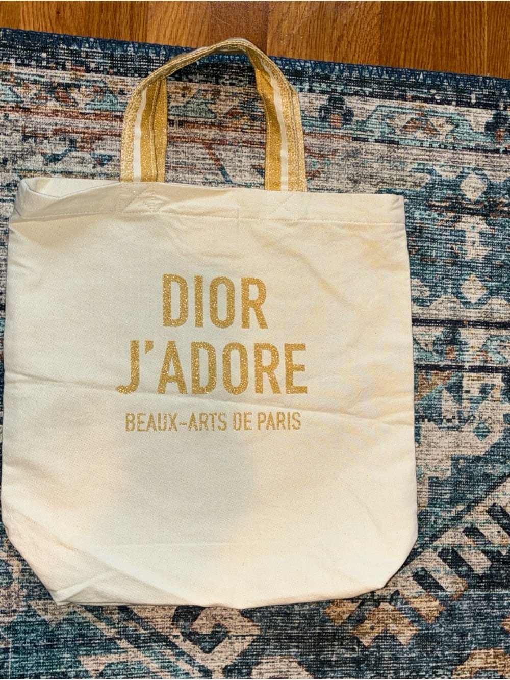 Christian Dior J’Adore natural and gold canvas tote bag